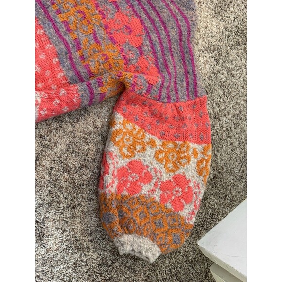 Fate Multicolor Floral Striped Knit Cowl Neck Pullover Sweater S - Picture 3 of 5